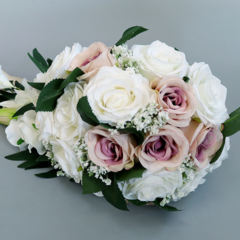 Simple And Elegant Cascade Silk Flower Bridal Bouquets - Bridal Bouquets