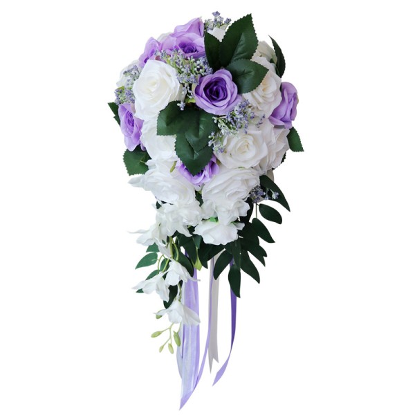 Simple And Elegant Cascade Silk Flower Bridal Bouquets - Bridal Bouquets