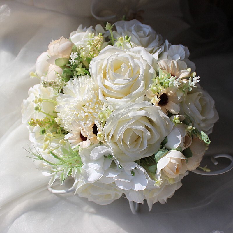 Elegant Round Silk Flower Bridal Bouquets - Bridal Bouquets