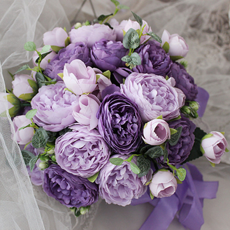 Elegant Round Silk Flower Bridal Bouquets - Bridal Bouquets