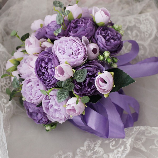 Elegant Round Silk Flower Bridal Bouquets - Bridal Bouquets