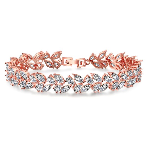 Ladies' Leaves Shaped Alloy With Irregular Cubic Zirconia Bracelets