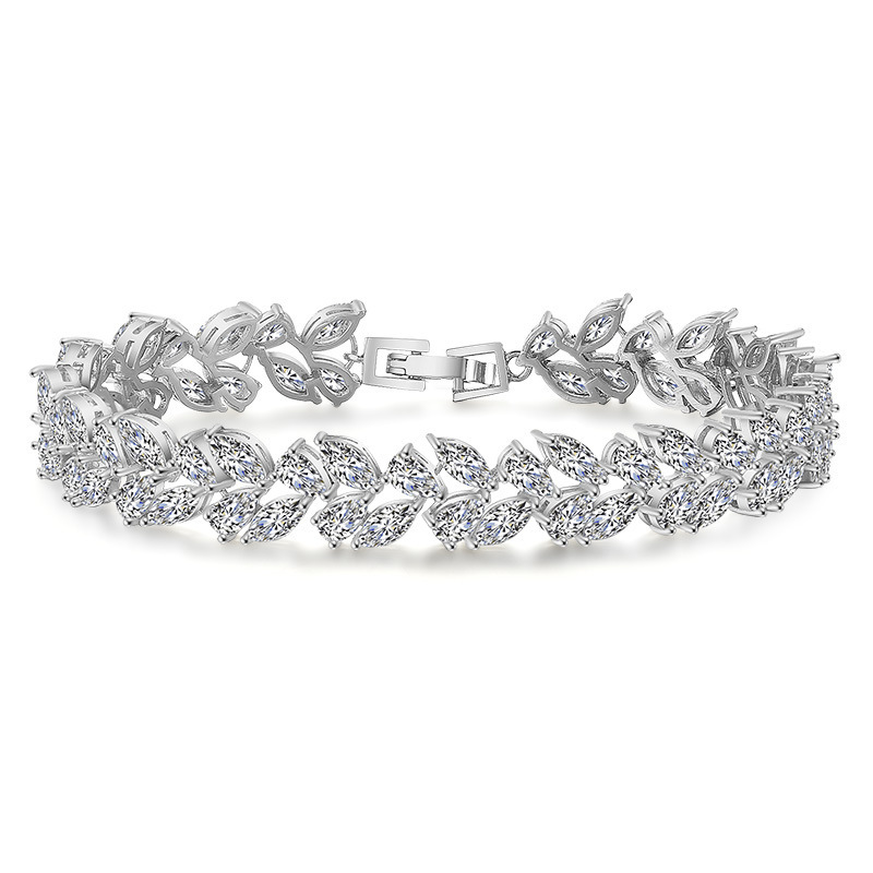 Ladies' Leaves Shaped Alloy With Irregular Cubic Zirconia Bracelets