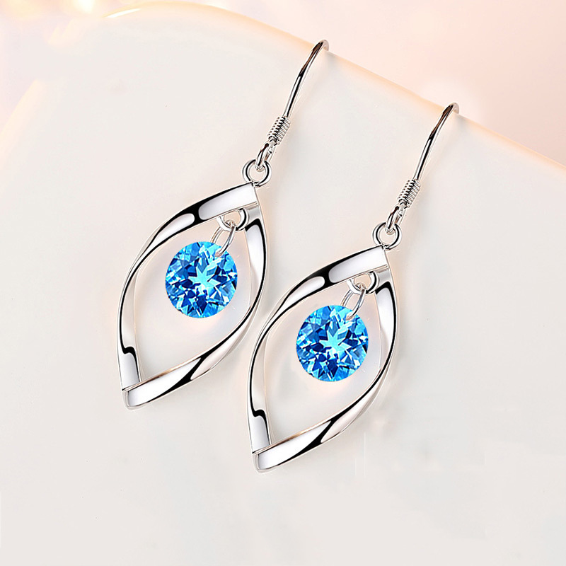 Ladies' Unique Silver With Irregular Cubic Zirconia Earrings