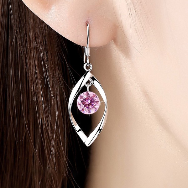 Ladies' Unique Silver With Irregular Cubic Zirconia Earrings