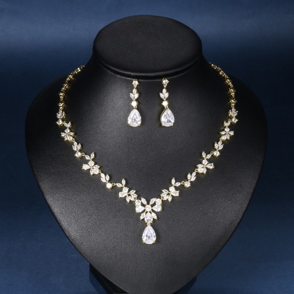 Ladies' Pretty Alloy With Drop Cubic Zirconia Jewelry Sets