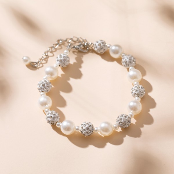 Ladies' Stylish Alloy With Round Pearl Bracelets