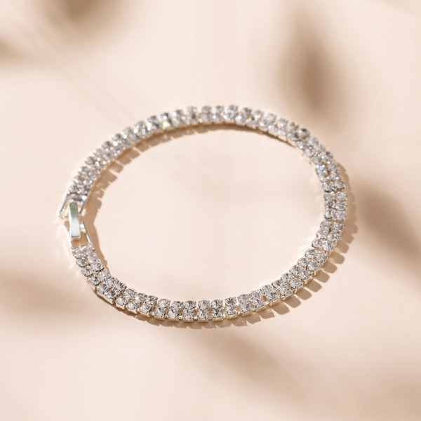 Ladies' Double Rows Alloy With Irregular Cubic Zirconia Bracelets