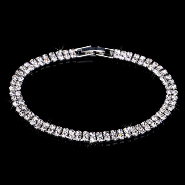 Ladies' Double Rows Alloy With Irregular Cubic Zirconia Bracelets