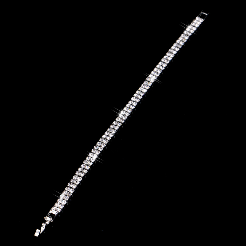 Ladies' Double Rows Alloy With Irregular Cubic Zirconia Bracelets