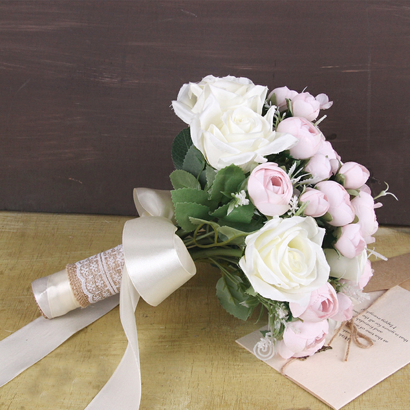 Classic Round Silk Flower Bridal Bouquets (Sold in a single piece) - Bridal Bouquets