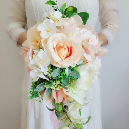 Classic Cascade Silk Flower Bridal Bouquets (Sold in a single piece) - Bridal Bouquets