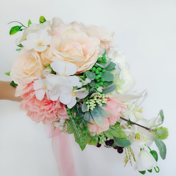 Classic Cascade Silk Flower Bridal Bouquets (Sold in a single piece) - Bridal Bouquets