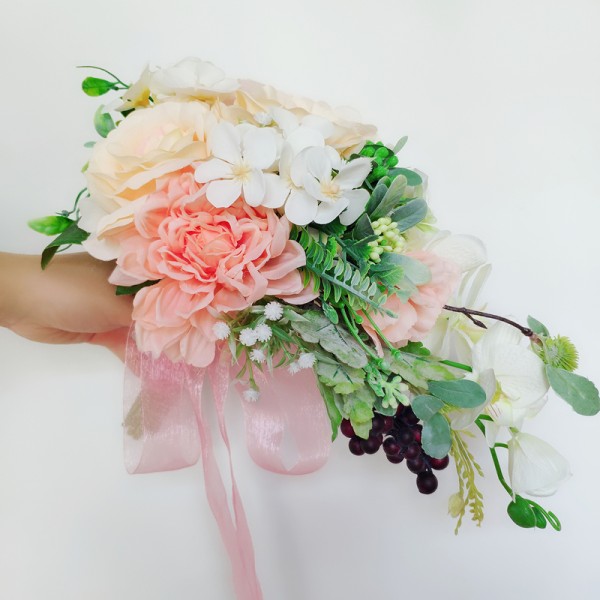 Classic Cascade Silk Flower Bridal Bouquets (Sold in a single piece) - Bridal Bouquets