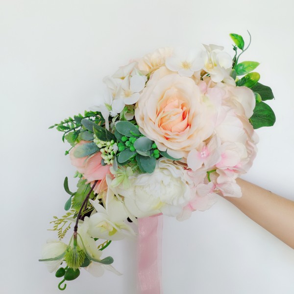 Classic Cascade Silk Flower Bridal Bouquets (Sold in a single piece) - Bridal Bouquets