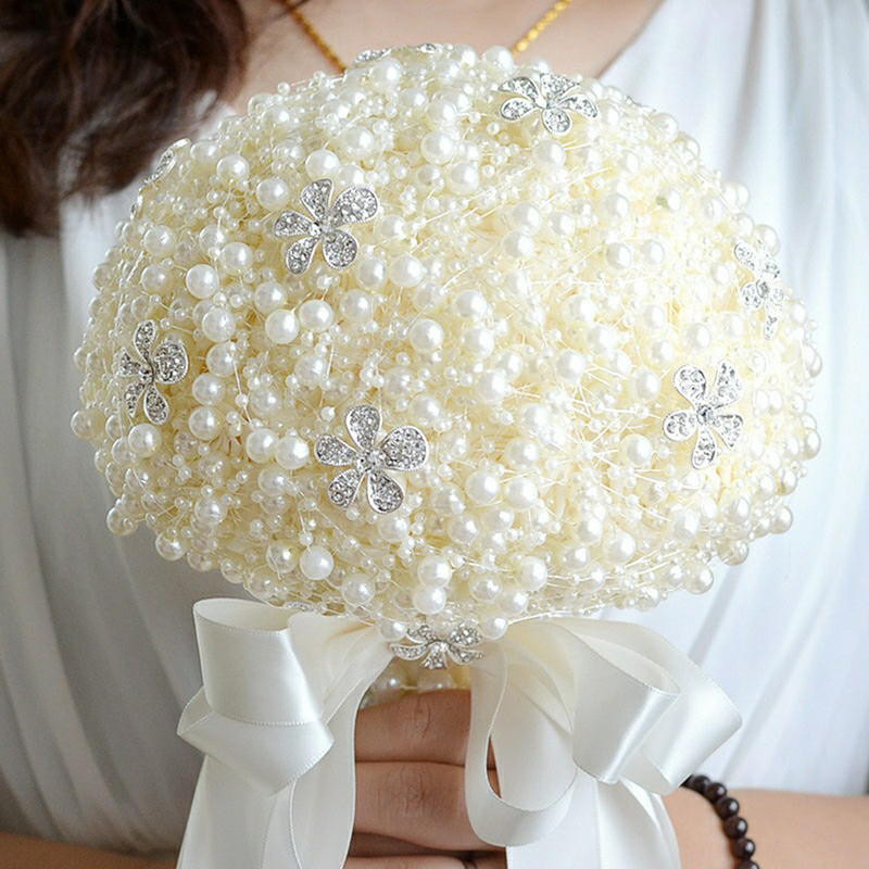 Classic Round Rhinestone/Imitation Pearl Bridal Bouquets (Sold in a single piece) - Bridal Bouquets