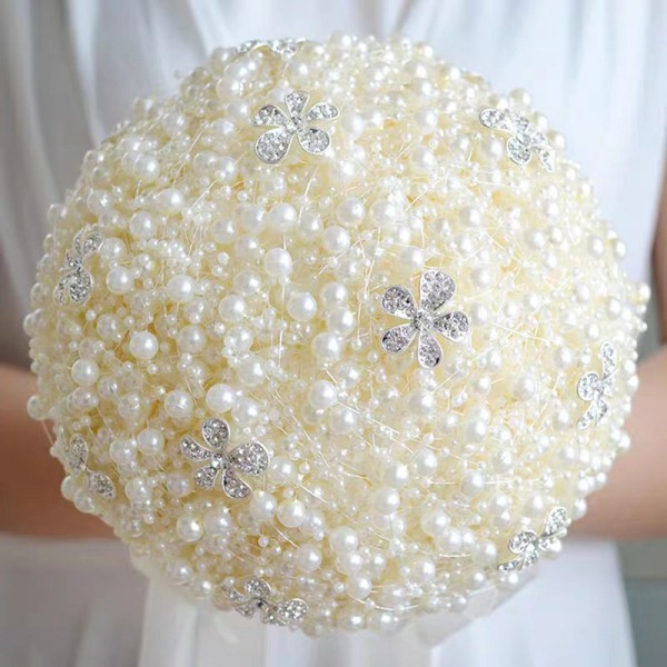 Classic Round Rhinestone/Imitation Pearl Bridal Bouquets (Sold in a single piece) - Bridal Bouquets