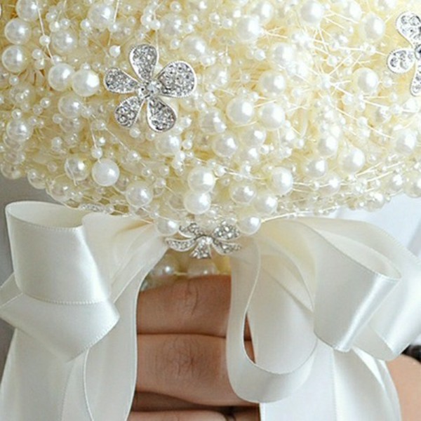 Classic Round Rhinestone/Imitation Pearl Bridal Bouquets (Sold in a single piece) - Bridal Bouquets