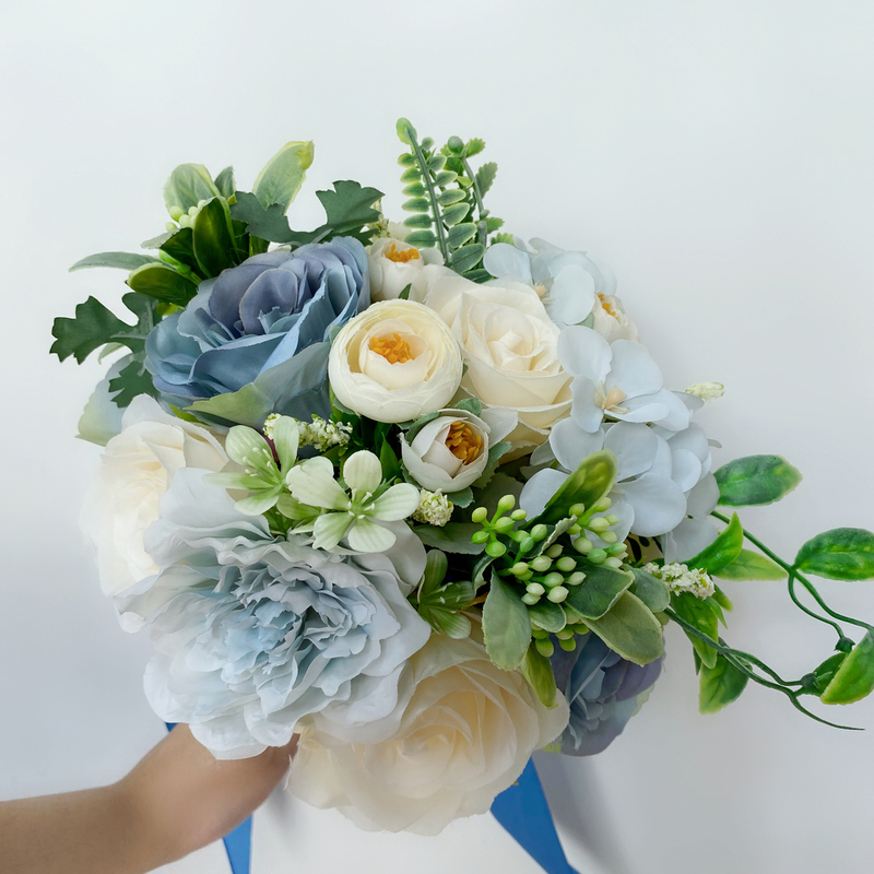 Classic Round Silk Flower Bridal Bouquets (Sold in a single piece) - Bridal Bouquets