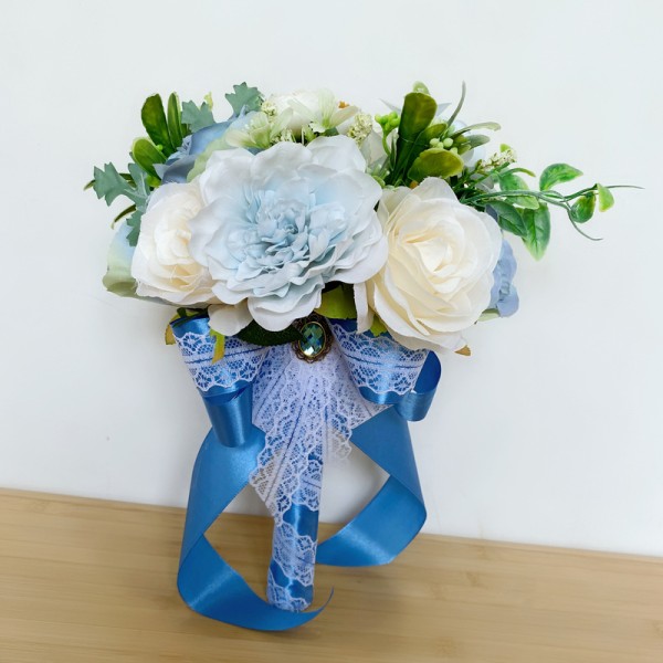 Classic Round Silk Flower Bridal Bouquets (Sold in a single piece) - Bridal Bouquets