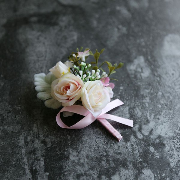 Classic Free-Form Silk Flower Boutonniere (Sold in a single piece) - Boutonniere