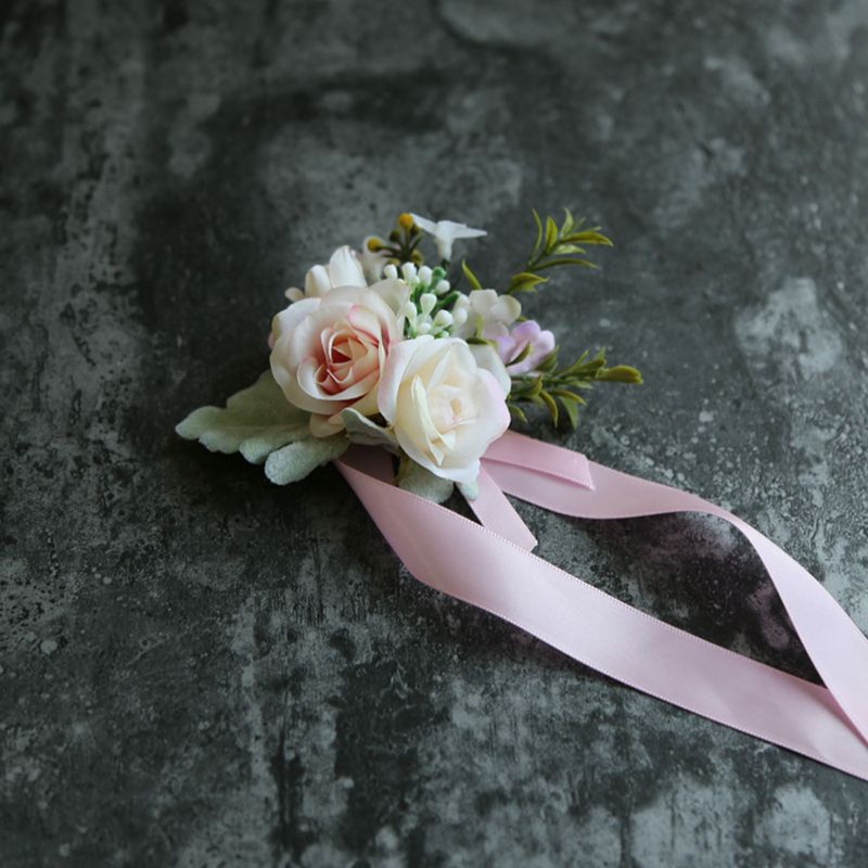 Girly Free-Form Silk Flower Wrist Corsage (Sold in a single piece) - Wrist Corsage