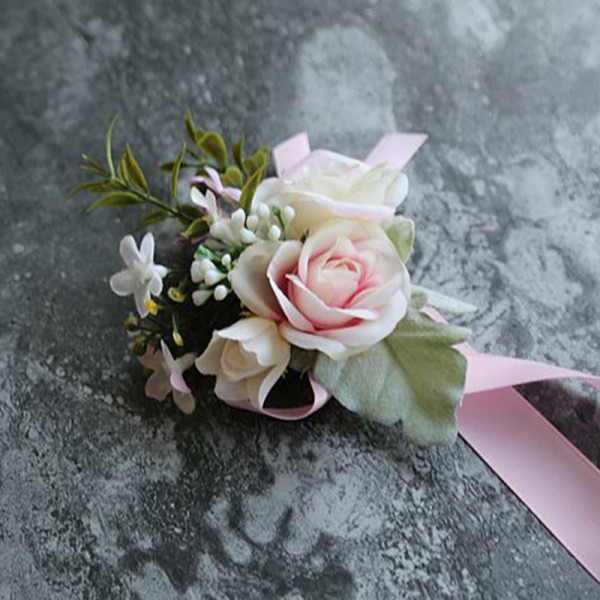 Girly Free-Form Silk Flower Wrist Corsage (Sold in a single piece) - Wrist Corsage