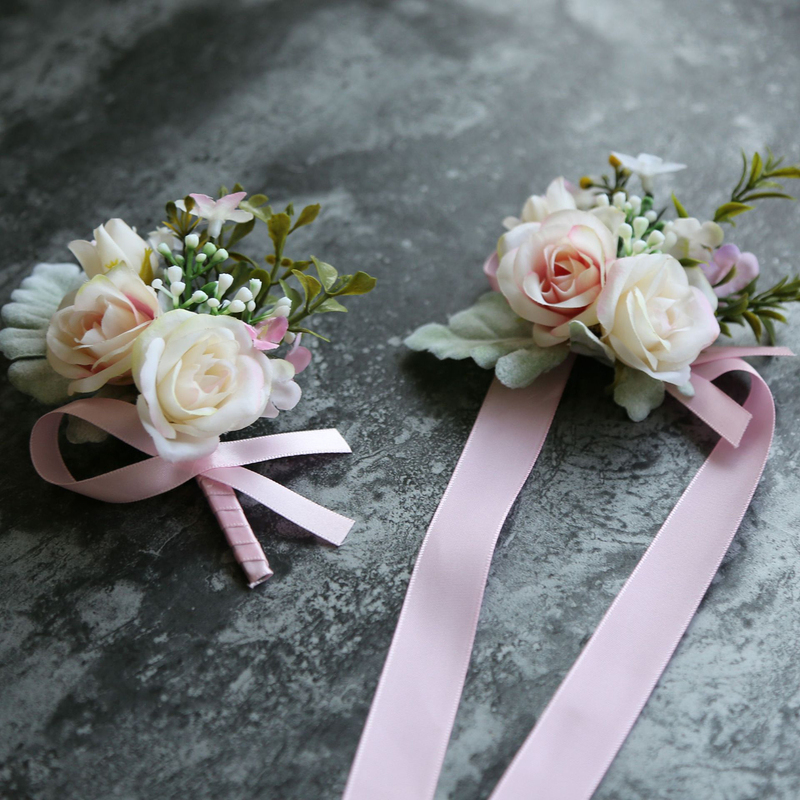 Girly Free-Form Silk Flower Wrist Corsage (Sold in a single piece) - Wrist Corsage