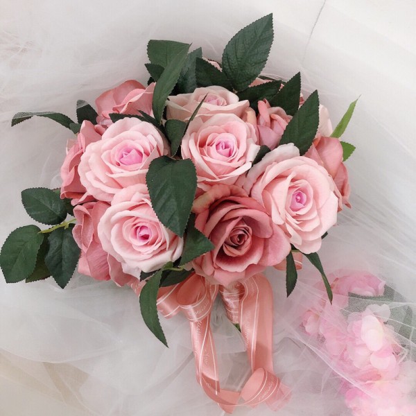 Girly Round Silk Flower Bridal Bouquets (Sold in a single piece) - Bridal Bouquets