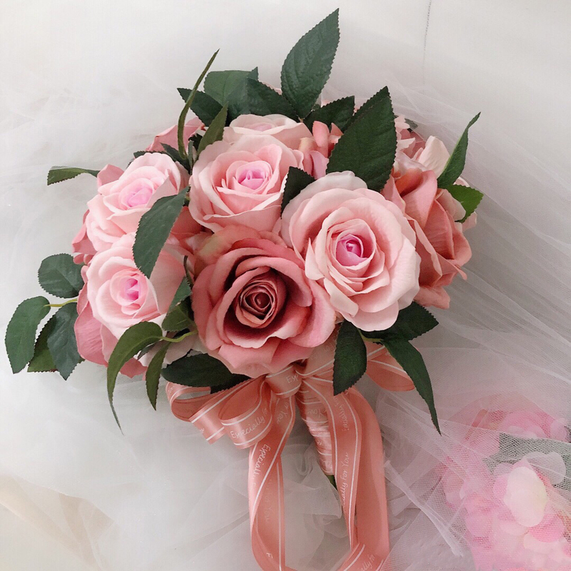 Girly Round Silk Flower Bridal Bouquets (Sold in a single piece) - Bridal Bouquets