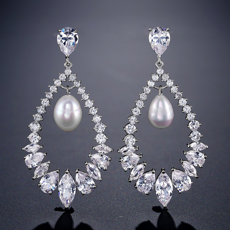 Elegant Alloy With Irregular Cubic Zirconia Earrings