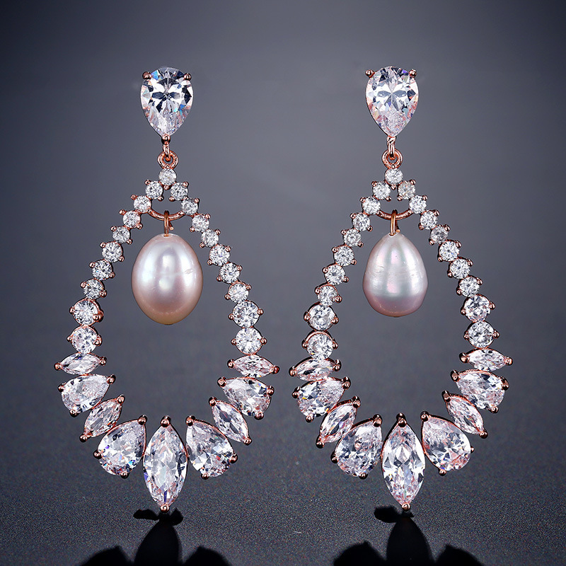 Elegant Alloy With Irregular Cubic Zirconia Earrings