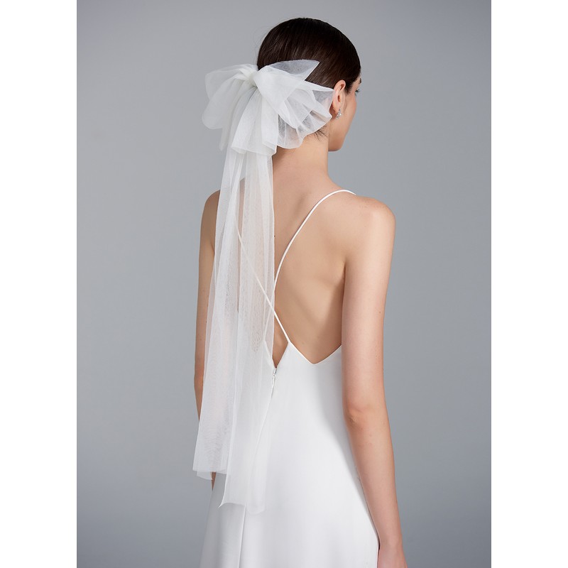 One-tier Cut Edge Elbow Bridal Veils With Lace