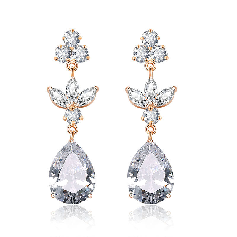 Ladies' Beautiful Alloy With Irregular Cubic Zirconia Earrings