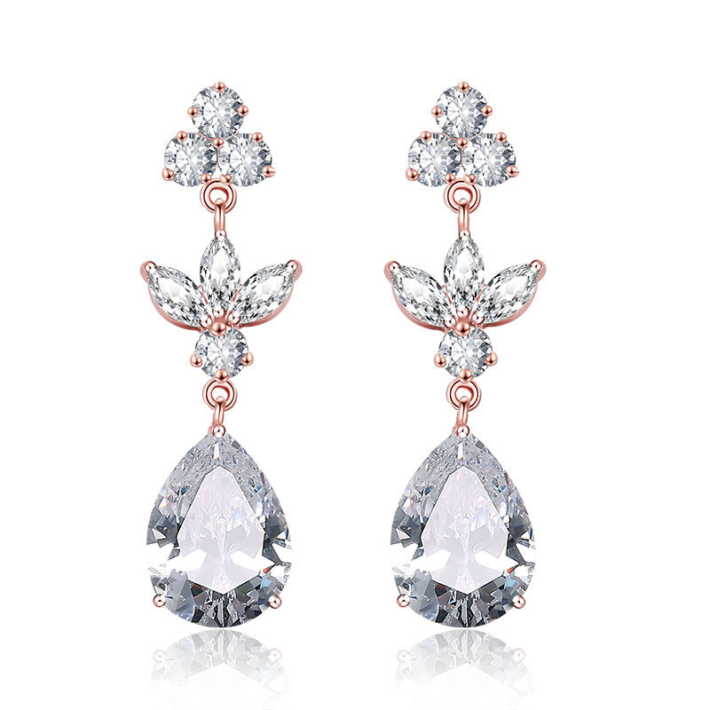 Ladies' Beautiful Alloy With Irregular Cubic Zirconia Earrings