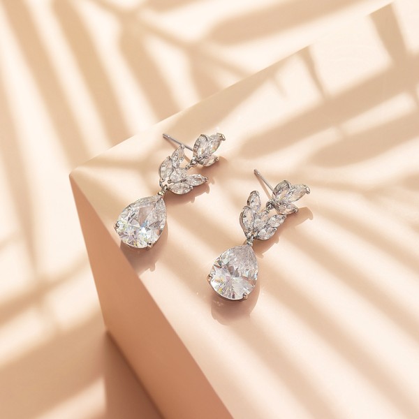 Ladies' Beautiful Alloy With Irregular Cubic Zirconia Earrings