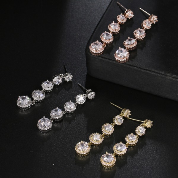 Ladies' Beautiful Alloy With Irregular Cubic Zirconia Earrings