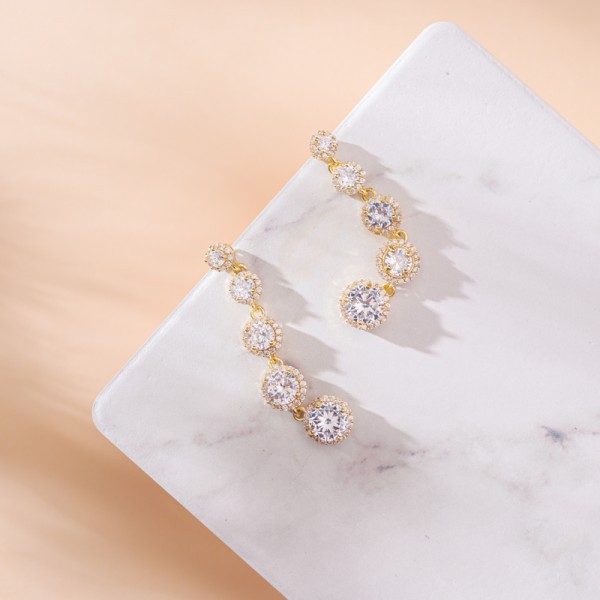 Ladies' Beautiful Alloy With Irregular Cubic Zirconia Earrings