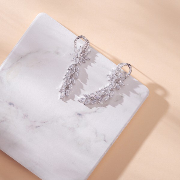 Ladies' Fashionable Alloy With Irregular Cubic Zirconia Earrings