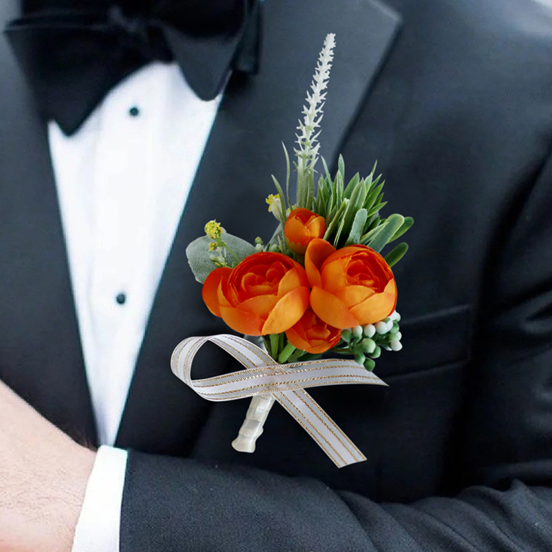 Pretty/Fancy/Fascinating/Graceful Free-Form Silk Flower Boutonniere -