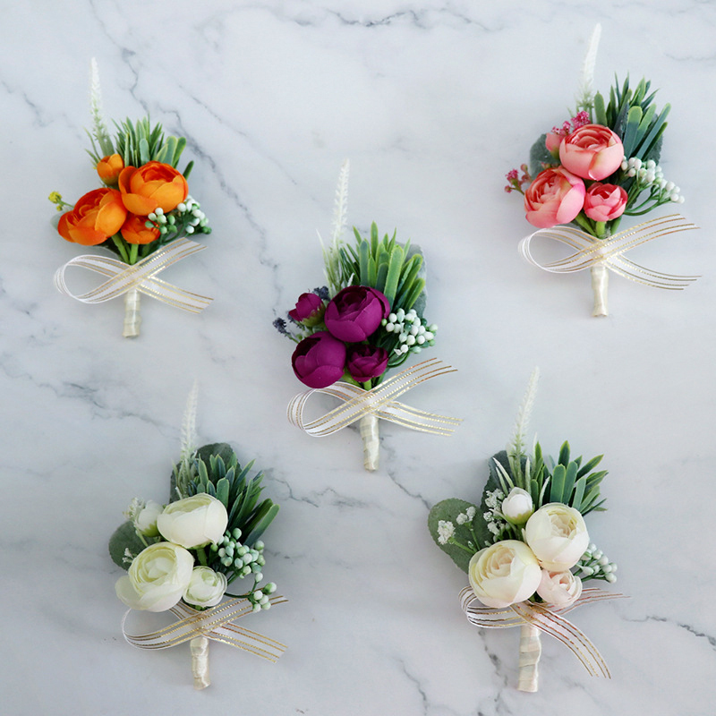 Pretty/Fancy/Fascinating/Graceful Free-Form Silk Flower Boutonniere -