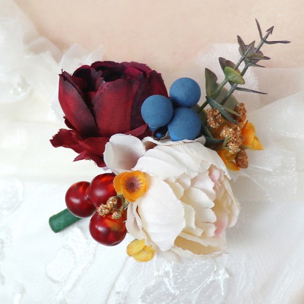 Pretty/Fancy/Fascinating/Graceful Free-Form Silk Flower Wrist Corsage/Boutonniere/Wedding Bouquet sets -