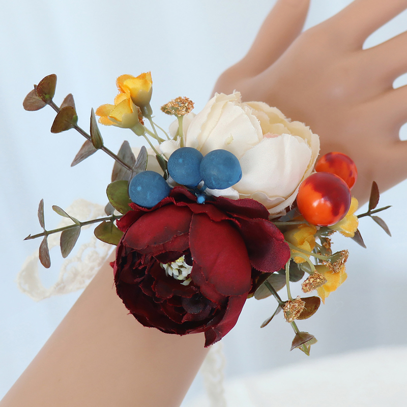 Pretty/Fancy/Fascinating/Graceful Free-Form Silk Flower Wrist Corsage/Boutonniere/Wedding Bouquet sets -