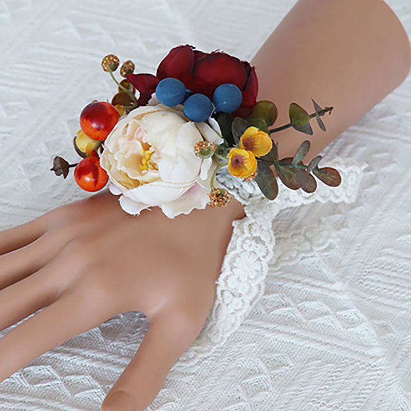 Pretty/Fancy/Fascinating/Graceful Free-Form Silk Flower Wrist Corsage/Boutonniere/Wedding Bouquet sets -