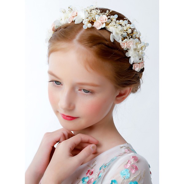 Flower Girl Alloy/Imitation Pearls Tiaras With Rhinestones/Applique/Faux Pearl