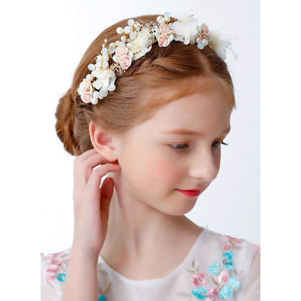 Flower Girl Alloy/Imitation Pearls Tiaras With Rhinestones/Applique/Faux Pearl