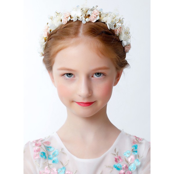 Flower Girl Alloy/Imitation Pearls Tiaras With Rhinestones/Applique/Faux Pearl