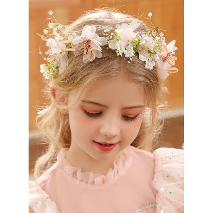 Flower Girl Tulle/Alloy/Sequin/Plastic Tiaras With Lace/Flower/Sequin/Pearl