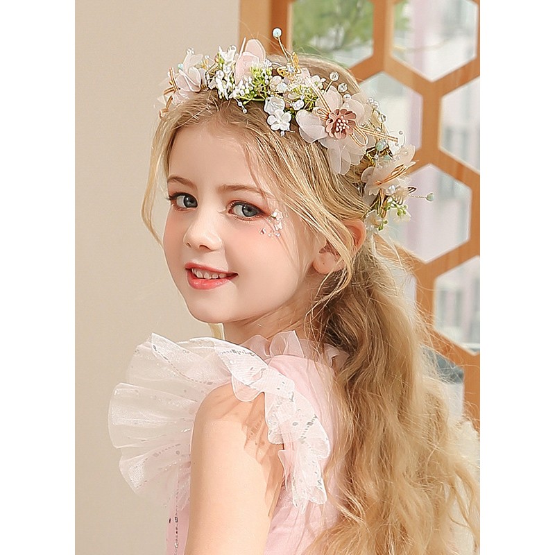 Flower Girl Tulle/Alloy/Sequin/Plastic Tiaras With Lace/Flower/Sequin/Pearl