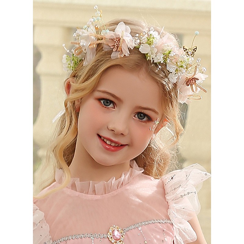 Flower Girl Tulle/Alloy/Sequin/Plastic Tiaras With Lace/Flower/Sequin/Pearl